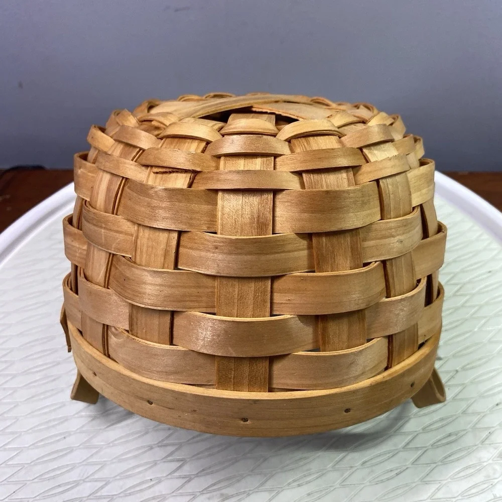 Vintage Longaberger‎ 1997 Round Darning Basket Double Wood Handles. 8x8x5